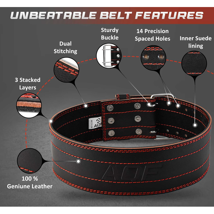 Пояс для важкої атлетики AQF чоловічий - 6 мм 100 натуральна шкіра Тренувальний ремінь - ремінь для підтримки спини Тренажерний підйомний ремінь зі сталевою роликовою пряжкою, спортивний пояс для пауерліфтингу для бодубілдингу та фітнесу M червоний