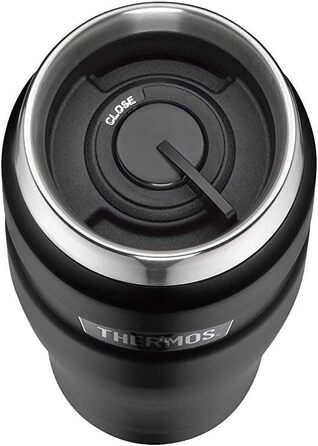 Термокружка Thermos STAINLESS KING, нержавіюча сталь, чорна матова, 0,47 л, для кави та чаю, герметична, з гачком для пакетика, BPA-free, зберігає тепло 7 годин, холод 18 годин, можна мити в посудомийці
