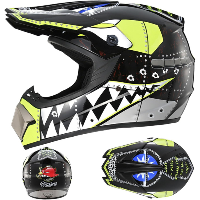 Дитячий мотокросовий шолом Fullface MTB з ABS, універсальний мотоциклетний шолом для чоловіків і жінок, для даунхілу, ATV, у комплекті з окулярами і рукавичками
