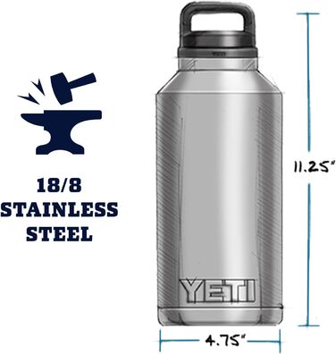 Термос YETI Rambler 1,8 л вакуумний, з нержавіючої сталі, герметичний, з кришкою-тримачем, синій