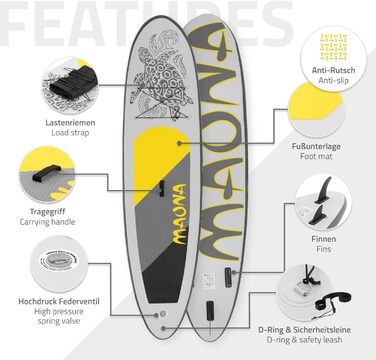 Надувна SUP дошка Maona 308 см, бірюзова/чорна/рожева/сіра/оливкова, з алюмінієвим веслом, комплект для сапсерфінгу, дошка для веслування, серфборд із ПВХ