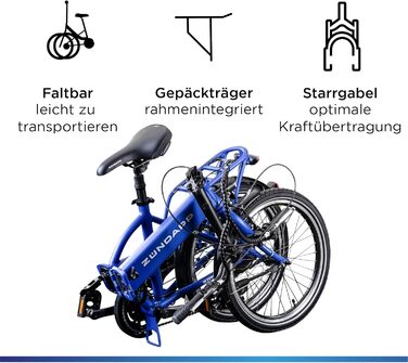 Електровелосипед  складаний Pedelec 6-швидкісний 150-180 см синій, 101 E-Bike 20