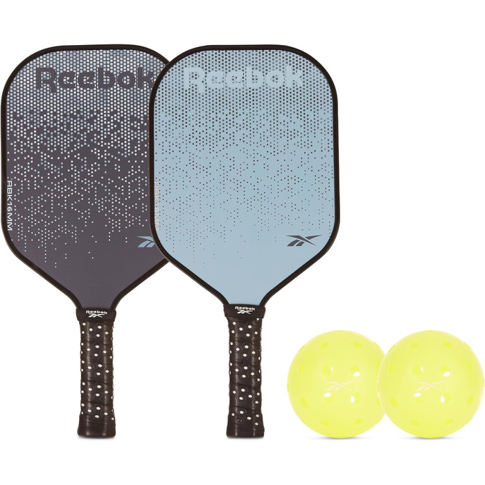 Набір для піклболу Reebok на 2 гравців, карбонові ракетки, прецизійні м'ячі з 40 отворами, ідеально для любителів спорту