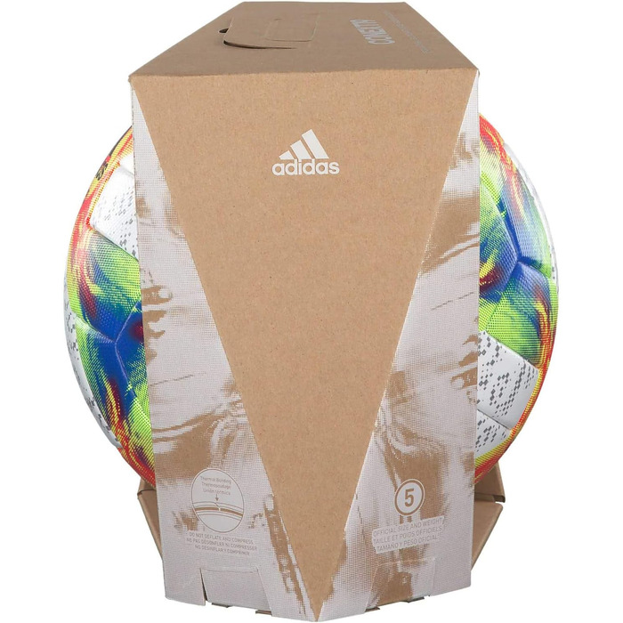 Футбольний м’яч adidas Conext 19 Omb, розмір 5, біло-жовтий/червоний/синій, офіційний матчевий