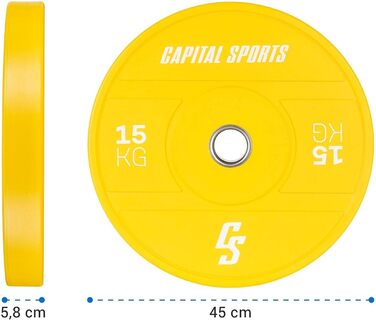 Пластини Capital Sports Nipton 2021 2x15 кг, 50,4 мм, жовті, гума