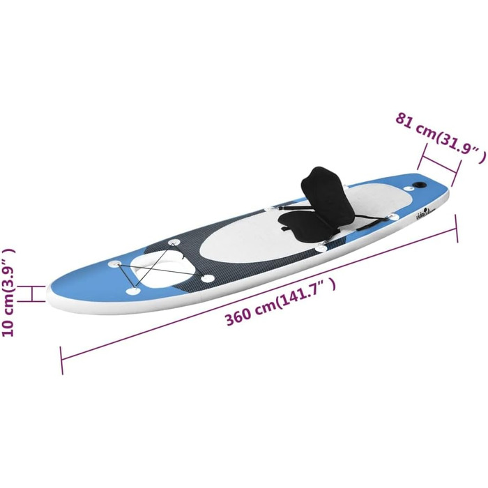 Набір SUP Board Надувний для 1 дорослого Дошка для серфінгу Дошка для серфінгу Дошка для серфінгу Funboard Дошка для серфінгу Rider Navy Blue 300x76x10см (360x810см, Sea Blue)