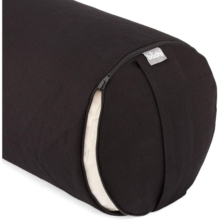 Рулон Bodhi Yoga Bolster Ø 22 см Рулет для йоги з органічною начинкою зі спельти Подушки для йоги для відновлювальної та інь-йоги Бавовняний чохол, який можна прати Подушка для пілатесу з ременем для перенесення (чорна)