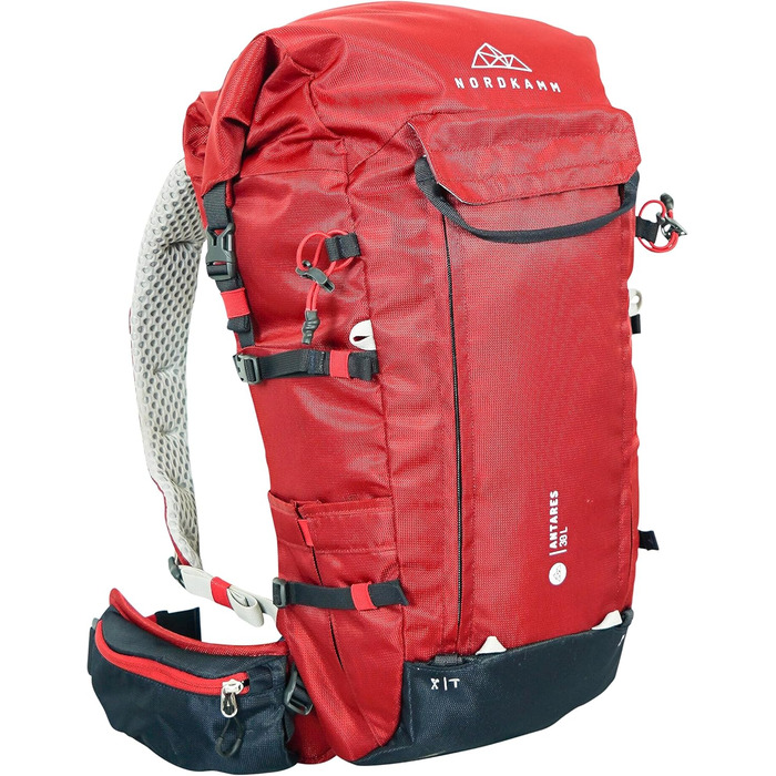 Туристичний рюкзак NORDKAMM Antares Alpine 30 л, червоний, RollTop, унісекс, для гірського туризму, альпінізму, скелелазіння, лижних та високогірних походів