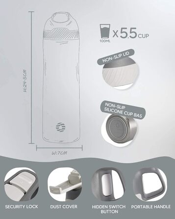 Термос FEIJIAN FJbottle 550 мл з нержавіючої сталі з щіткою, сріблястий