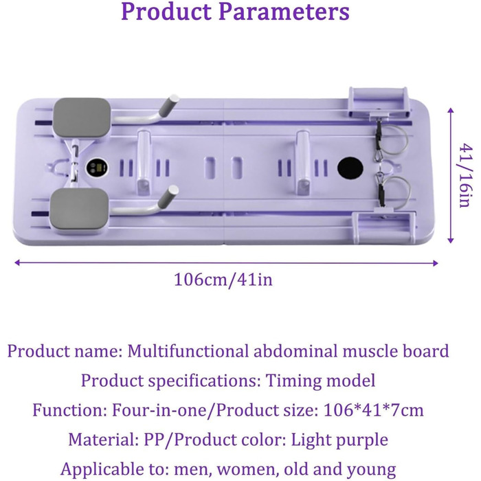 Дошка для вправ з автоматичним відскоком для тренувань ніг, стегон, талії та живота фіолетового кольору