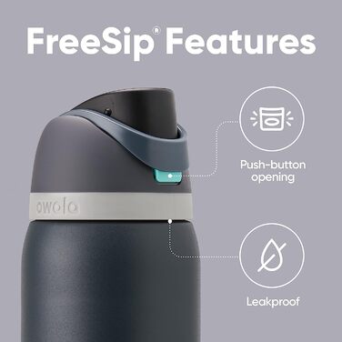 Owala FreeSip ізольована пляшка для води з нержавіючої сталі зі соломинкою, для спорту та подорожей, не протікає, BPA-free, 950 мл, Foggy Tide