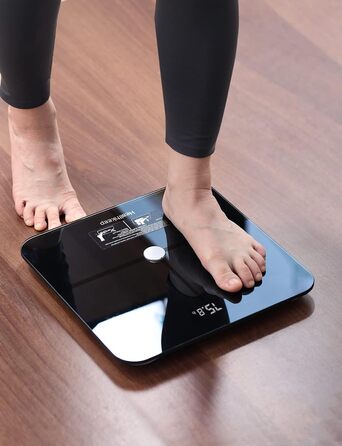 Цифрові ваги для ванної кімнати Body Fat Scale, шкала ITO з аналізом жиру в організмі, розумні ваги для жиру в організмі, м'язової маси, з додатком для iOS та Android, більша площа зважування, загартоване скло, до 180 кг