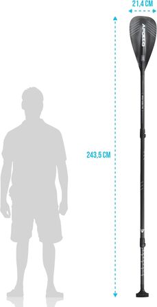 Весло Apollo Carbon SUP, 3 шт., 180-220 см, для дітей і дорослих