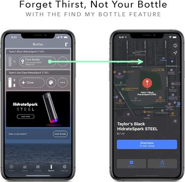 Розумна пляшка для води Hidrate Spark PRO з підсвіткою, відстеженням гідратації, 483 мл, нержавіюча сталь