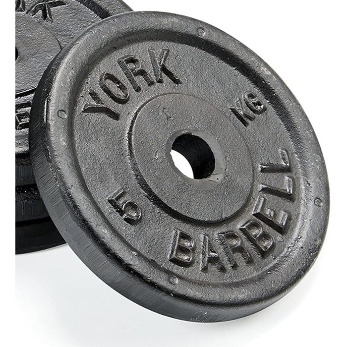 Вагові пластини York Fitness 4x5 кг, чавунні, отвір 1 дюйм