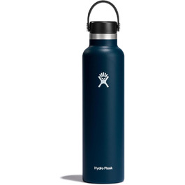 Термобутилка HYDRO FLASK 709 мл з нержавіючої сталі, ізольована спортивна пляшка для води з герметичною кришкою, ремінцем, маленьким горлом, індиго, підходить для посудомийної машини
