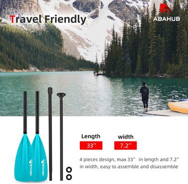 Весло Abahub Carbon SUP 2в1, регульоване, легке, синє, 4 шт.