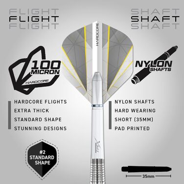RED DRAGON Darts Seren Pure – професійні дротики з вольфраму 90%, сталевий наконечник, набір із крилами та держателями, різні стилі та ваги (21–25 г)