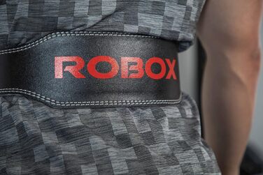 Пояс для важкої атлетики ROBOX, тренажерний зал, м'яка підтримка спини, тренування, пауерліфтинг, станова тяга, присідання, підтримка попереку, тренування 4 шкіряний ремінь з коров'ячої шкіри середній чорний