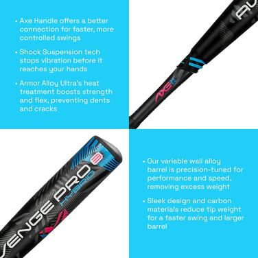 Бейсбольна бита Axe Avenge Pro 3 Hybrid для підлітків та дорослих, США, унісекс, алюміній