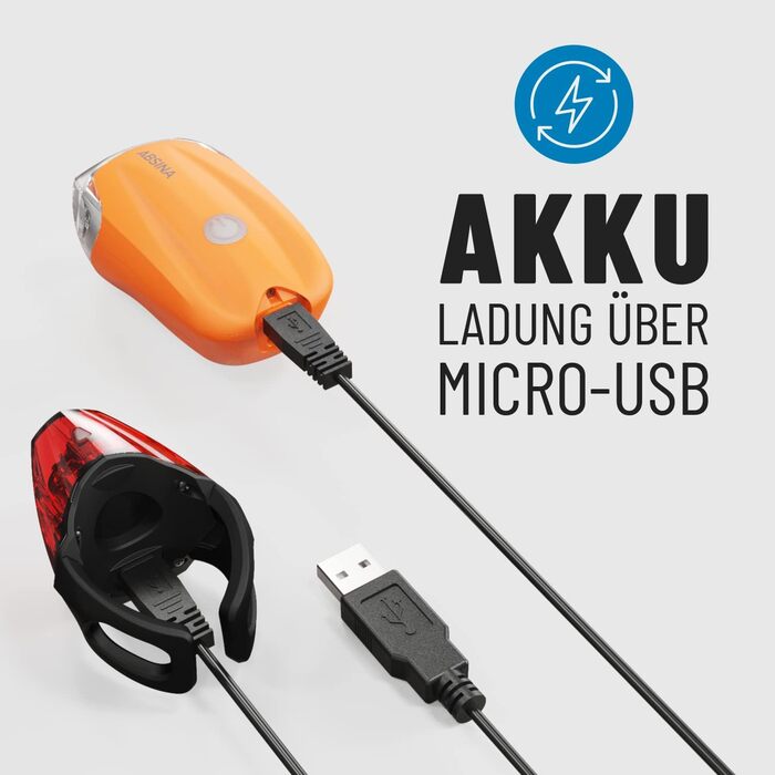 LED набір велосипедних фар USB, 100 м, 180 Люмен, 50 Люкс, StVZO, для дитячого велосипеда