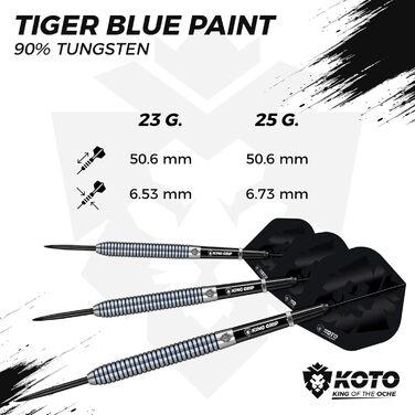 Набір KOTO Tiger Darts 23 г, бочки, польоти, вали, гаманець, Pro Grip Blue