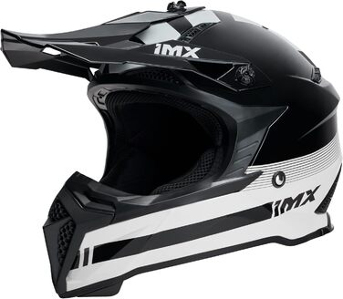 Мотошолом FMX-02 для бездоріжжя, 2 розміри, чорний/білий, знімні щоки, регульований козирок, знімний внутрішній підклад, S