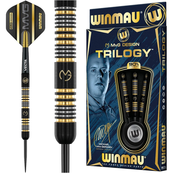 Набір дротиків WINMAU MvG Trilogy сталевий наконечник 23г з прольотами