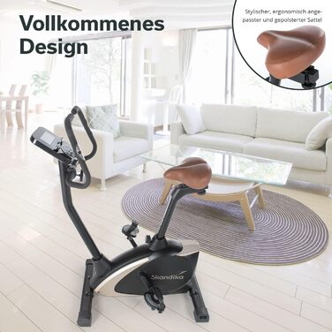 Велотренажер Skandika Ergometer Vinner Design Фітнес-велосипед з магнітною гальмівною системою, маховиком 11 кг, 12 тренувальними програмами, тримачем для планшета, Bluetooth і управлінням додатком Vinner чорний/золотий