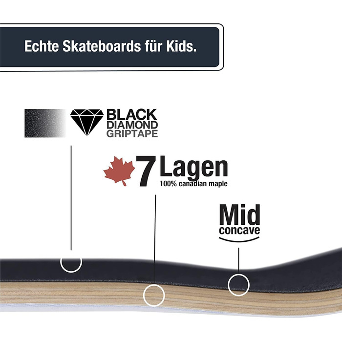 Скейтборд Little Boards - повна дошка від 3 років, Maple, ABEC 5