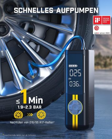 Електричний компресор Fanttik X8 APEX, 11.1V, 150PSI, портативний насос з LED-дисплеєм для авто, електровелосипеда, мотоцикла, м'ячів, шин 26,3 см