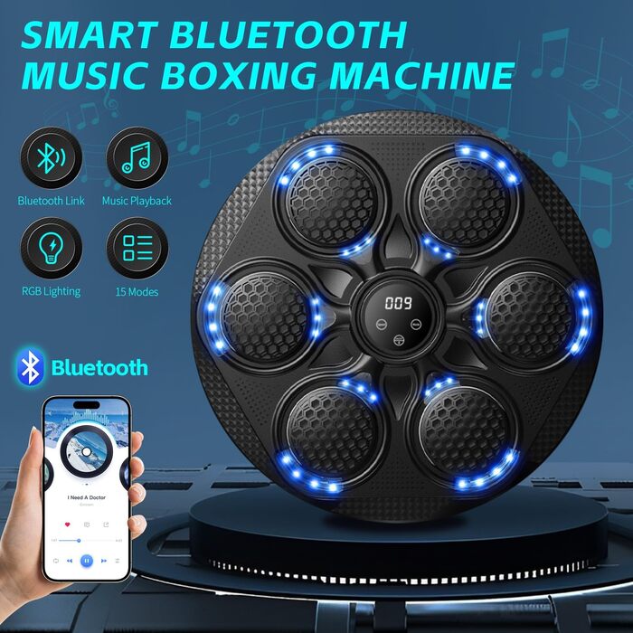 Музичний боксинг-апарат Smart LED, електронний Bluetooth, 15 режимів і швидкостей, королівський досвід, з боксерськими рукавичками, подарунок для дорослих