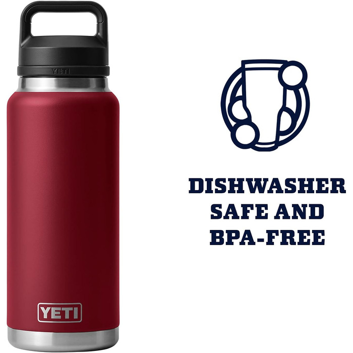 Термос-бутилка YETI Rambler 1020 мл, вакуумна, нержавіюча сталь, з кришкою для пиття, червона