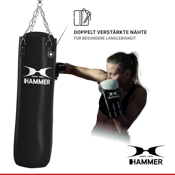 Боксерська груша HAMMER BOXING Premium Black Kick - ідеально підходить для тренувань з боксу та кікбоксингу 120 см Black