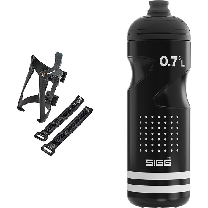 Фляготримач SKS GERMANY ANYWHERE TOPCAGE та м'яка велосипедна пляшка SIGG Pulsar, чорна, комплект для велосипеда