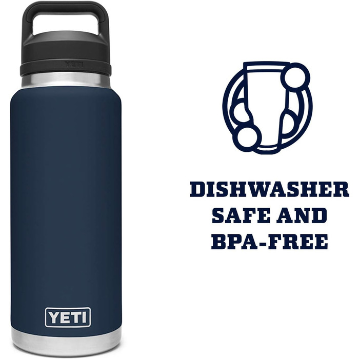 Термос-пляшка YETI Rambler, вакуумна, нержавіюча сталь, з кришкою, колір морський синій