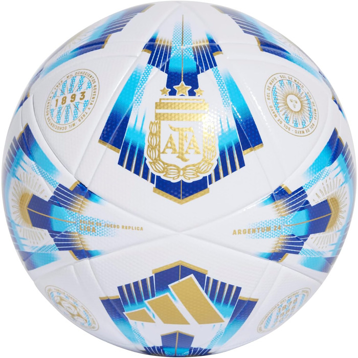М'яч для футболу adidas Аргентина Ліга, розмір 4, білий/блакитний/золотий, унісекс