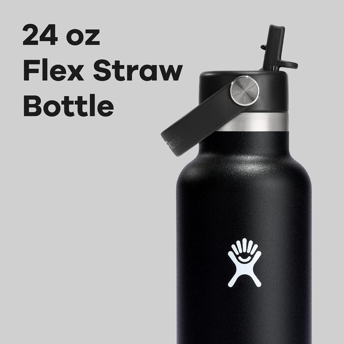Термос-гідрофляшка HYDRO FLASK 709 мл з трубочкою, вакуумна пляшка з нержавіючої сталі, для гарячих і холодних напоїв, BPA-free, чорна