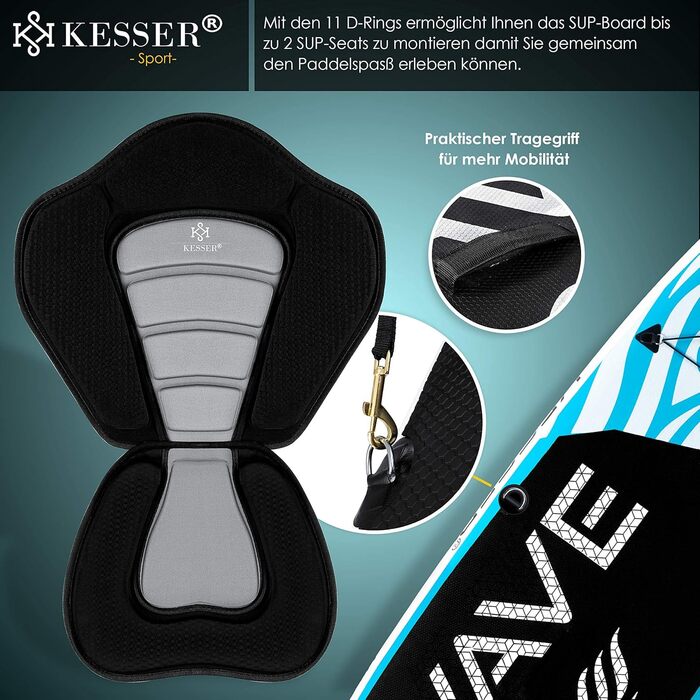 KESSER® Надувна SUP-дошка для веслування, преміум, 6 дюймів, з повним комплектом аксесуарів, для водного спорту, до 130 кг