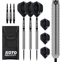 KOTO Kingcontrol дротики для дартсу 90% вольфраму, чорні, набір 3 шт з насадками, стрижнями та чохлом