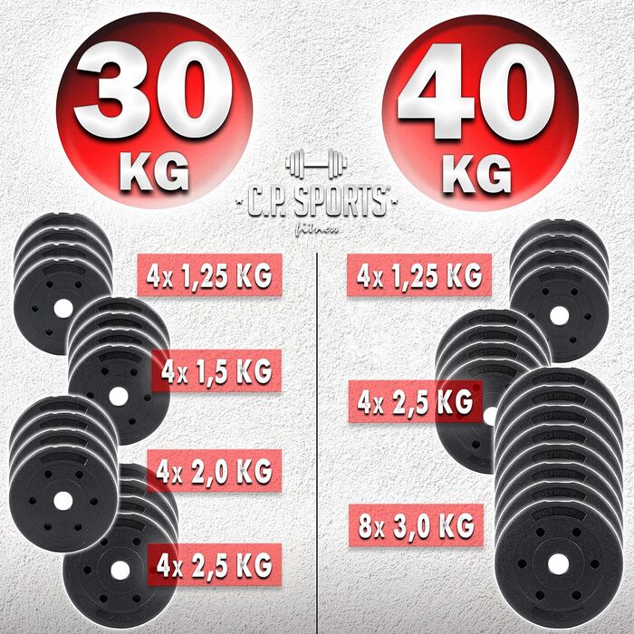 В1 Набір гантелей і штанги 30 кг / 40 кг Вагові пластини Гирі Вагові бруски Регульовані гантелі набір гантелей для силових тренувань, фітнесу, домашнього тренажерного залу Black-Black сет 30 кг, 2