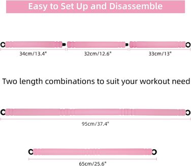 Штанга для пілатесу Topfinder зі стрічками опору (рожева)