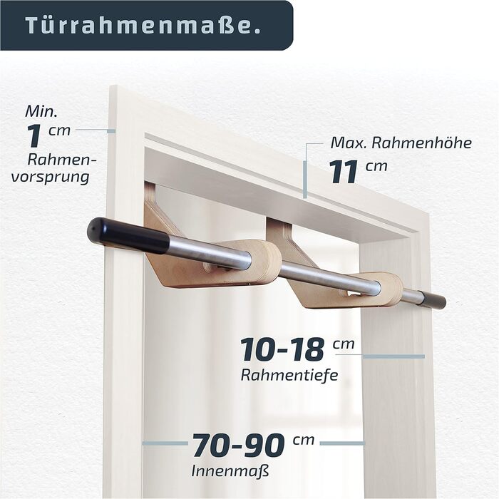 Турнік дерев'яний та нержавіючий, Німеччина, без шурупів, двері