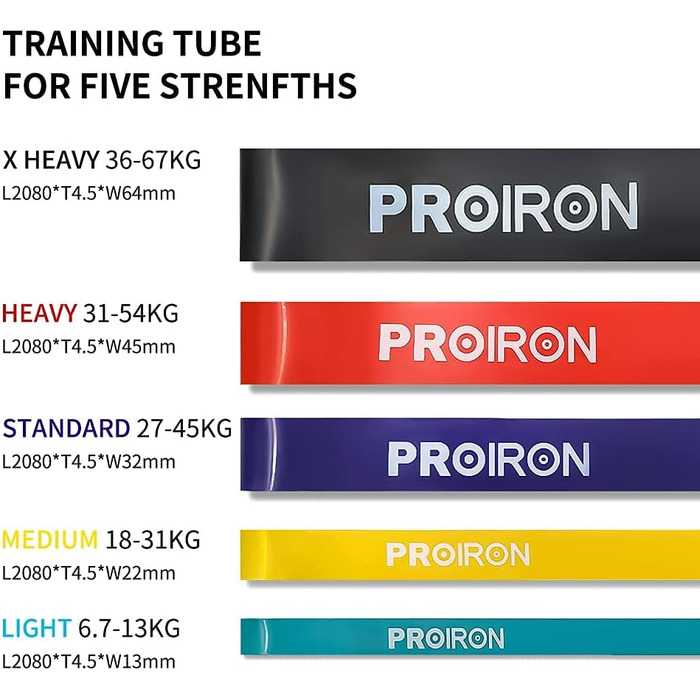 Стрічки опору PROIRON, набір стрічок опору для силових тренувань, фітнес-стрічки для підтягування, стрічки для силових тренувань для фітнесу/спорту/нарощування м'язової маси/підтягування/йоги/кросфіту 3 червоні (31-54 кг)