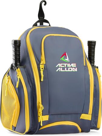 Рюкзак ACTIVE ALLON для піклболу, міцна сумка на плече для 2-4 ракеток, з гачком для паркану, відділенням для взуття та тримачем для пляшки води, для жінок і чоловіків