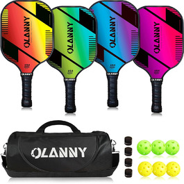 Набір OLANNY Pickleball: 4 ракетки, 6 м'ячів, стрічки, сумка для перенесення