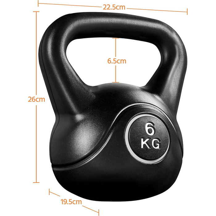 Гиря Yaheetech Kettlebell Sport з пластиковою обшивкою 6-20 кг Обважнювачі для махових гантелей Гантель для силових тренувань і кросових тренувань (6,0 кілограм)