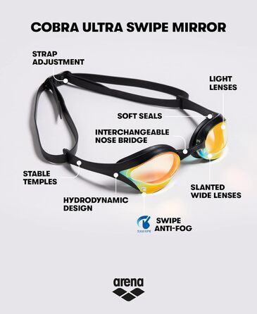 Окуляри Arena Cobra Ultra Swipe Unisex чорно-білі з синьо-чорним чохлом