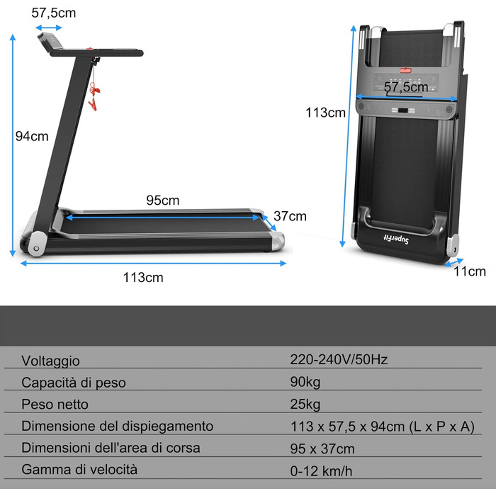 Бігова доріжка COSTWAY з додатком, 12 програм, LED, Bluetooth (сріблястий)