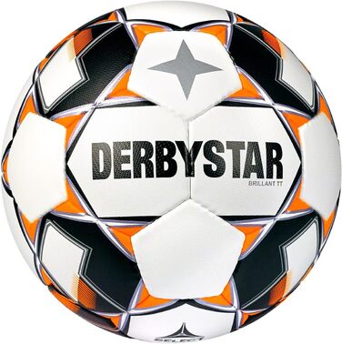 Футбольний м'яч Derbystar Brilliant TT розмір 5 біло-чорно-помаранчевий